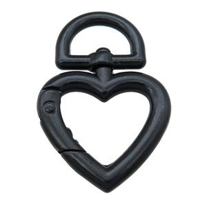 Alloy Carabiner Clasp with black Lacquered Fired, heart, approx 32-47mm