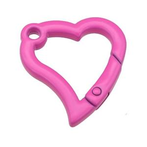 Alloy heart Carabiner Clasp with hotpink Lacquered Fired, approx 29-30mm