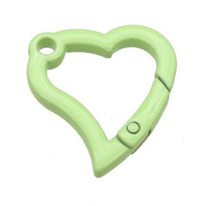 Alloy heart Carabiner Clasp with lt.olive Lacquered Fired, approx 29-30mm