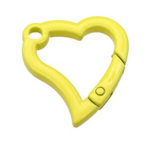 Alloy heart Carabiner Clasp with yellow Lacquered Fired, approx 29-30mm