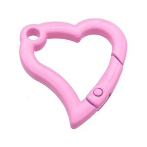 Alloy heart Carabiner Clasp with pink Lacquered Fired, approx 29-30mm