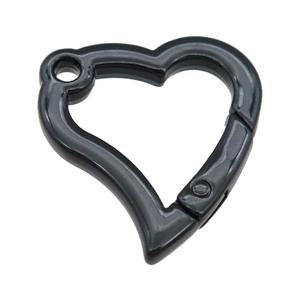 Alloy heart Carabiner Clasp with black Lacquered Fired, approx 29-30mm