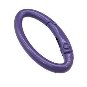 Alloy oval Carabiner Clasp with purple Lacquered Fired, approx 12-31mm