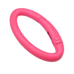 Alloy oval Carabiner Clasp with hotpink Lacquered Fired, approx 12-31mm