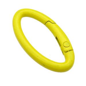 Alloy oval Carabiner Clasp with yellow Lacquered Fired, approx 12-31mm