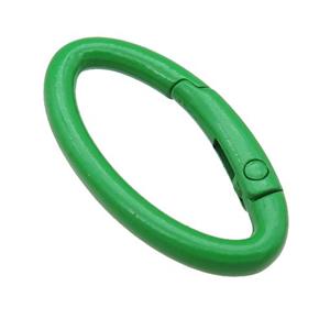 Alloy oval Carabiner Clasp with green Lacquered Fired, approx 12-31mm