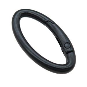 Alloy oval Carabiner Clasp with black Lacquered Fired, approx 12-31mm