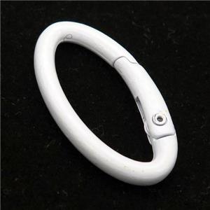 Alloy oval Carabiner Clasp with white Lacquered Fired, approx 12-31mm