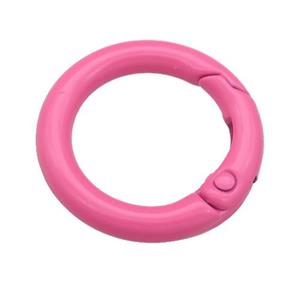 Alloy circle Carabiner Clasp with pink Lacquered Fired, approx 25mm