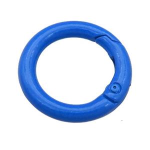 Alloy circle Carabiner Clasp with blue Lacquered Fired, approx 25mm