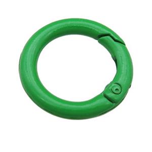 Alloy circle Carabiner Clasp with green Lacquered Fired, approx 25mm