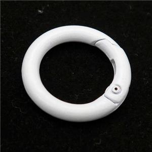 Alloy circle Carabiner Clasp with white Lacquered Fired, approx 25mm
