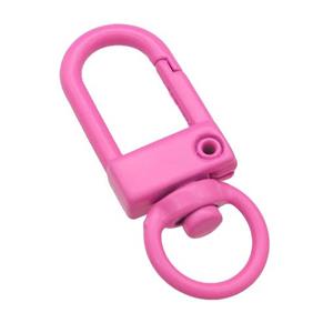 Alloy Carabiner Clasp with pink Lacquered Fired, approx 12-33mm