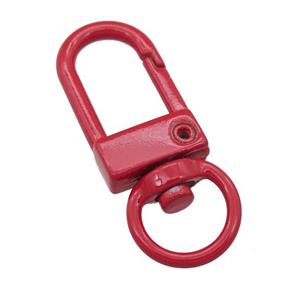 Alloy Carabiner Clasp with red Lacquered Fired, approx 12-33mm