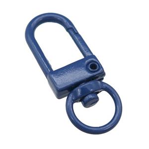 Alloy Carabiner Clasp with navyblue Lacquered Fired, approx 12-33mm