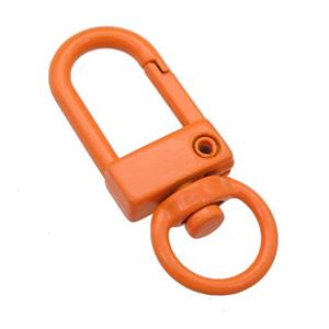Alloy Carabiner Clasp with orange Lacquered Fired, approx 12-33mm
