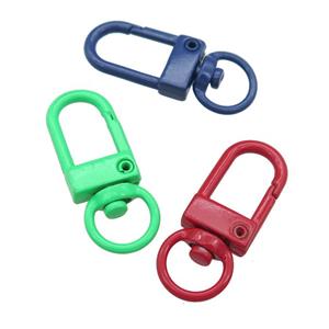 Alloy Carabiner Clasp with Lacquered Fired, mixed color, approx 12-33mm