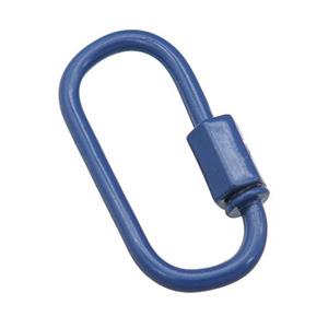 copper oval Carabiner Clasp with navyblue Lacquered Fired, approx 12-25mm