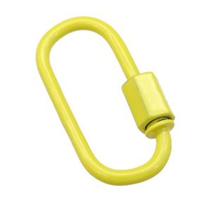 copper oval Carabiner Clasp with yellow Lacquered Fired, approx 12-25mm