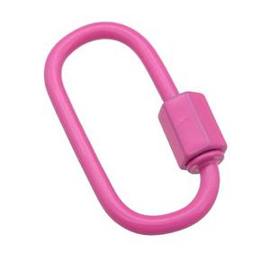 copper oval Carabiner Clasp with pink Lacquered Fired, approx 12-25mm