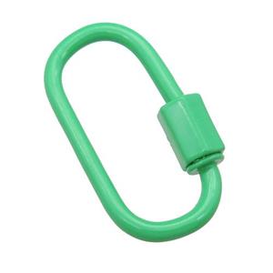 copper oval Carabiner Clasp with applegreen Lacquered Fired, approx 12-25mm