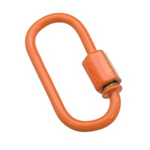 copper oval Carabiner Clasp with orange Lacquered Fired, approx 12-25mm