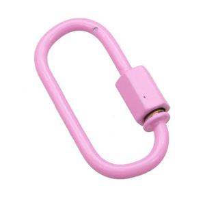 copper oval Carabiner Clasp with pink Lacquered Fired, approx 12-25mm