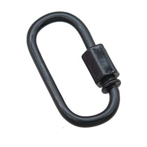 copper oval Carabiner Clasp with black Lacquered Fired, approx 12-25mm