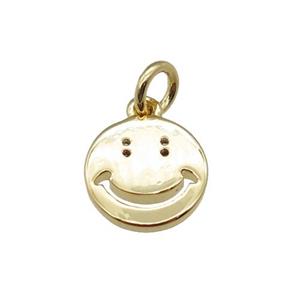 copper Emoji pendant, smileface, gold plated, approx 10mm
