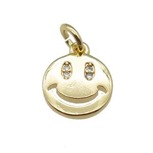 copper Emoji pendant, smileface, gold plated, approx 10mm