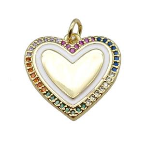 copper heart pendant pave zircon, gold plated, approx 19mm
