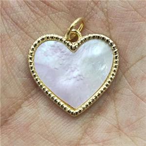 Mother of Pearl Heart Pendant, gold plated, approx 18-20mm