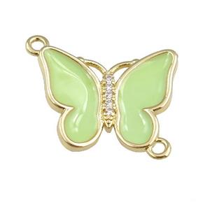 copper butterfly connector with applegreen enamel, gold plated, approx 17-20mm