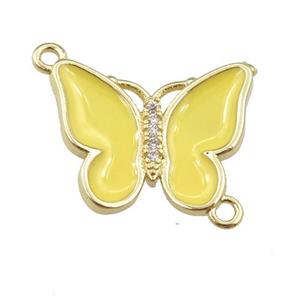 copper butterfly connector with yellow enamel, gold plated, approx 17-20mm