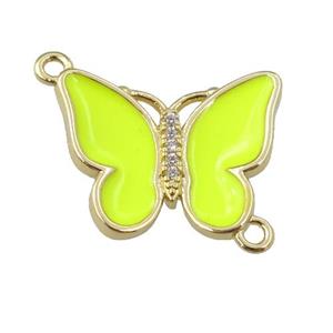 copper butterfly connector with nenoyellow enamel, gold plated, approx 17-20mm