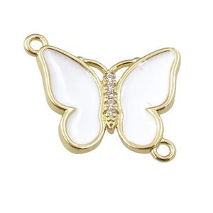 copper butterfly connector with white enamel, gold plated, approx 17-20mm