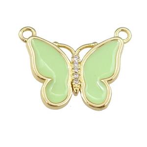 copper butterfly pendant with applegreen enamel, gold plated, approx 16-20mm