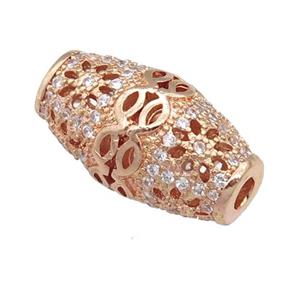 copper rice beads pave zircon, rose gold, approx 10-17mm, 2.5mm hole