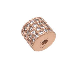 copper tube beads pave zircon, rose gold, approx 7mm