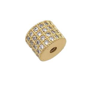 copper tube beads pave zircon, gold plated, approx 7mm