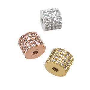 copper tube beads pave zircon, mixed, approx 7mm