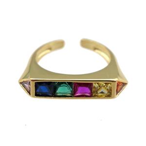 copper Ring pave zircon, gold plated, approx 5x25mm, 18mm dia