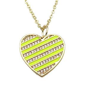 copper Necklace with yellow enamel heart, gold plated, approx 20mm, 42-47cm length