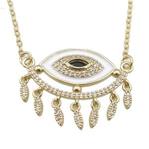 copper Necklace with white enamel eye, gold plated, approx 25-30mm, 42-47cm length
