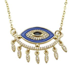 copper Necklace with blue enamel eye, gold plated, approx 25-30mm, 42-47cm length