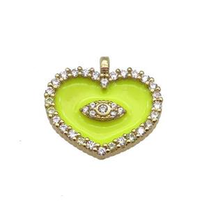 copper Heart pendant paved zircon with yellow enamel, gold plated, approx 17-18mm