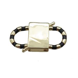 copper Clasp with black enamel, gold plated, approx 15-27mm