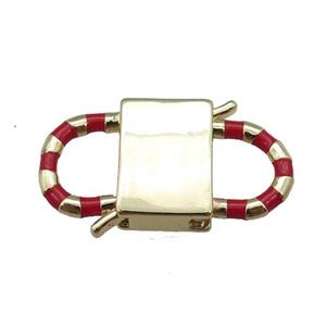 copper Clasp with red enamel, gold plated, approx 15-27mm
