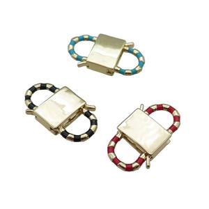 copper Clasp with enamel, gold plated, mixed, approx 15-27mm