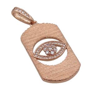 copper Eye pendant paved zircon, rose gold, approx 18-30mm